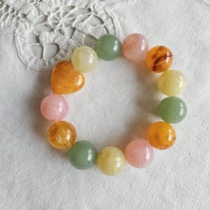 Bracelet coeur captif ambre