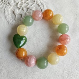 Bracelet coeur captif vert