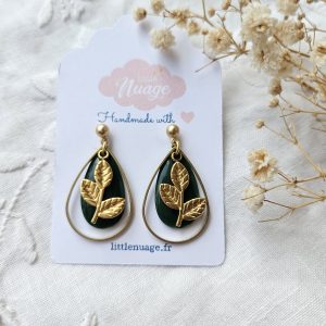 Boucles Gouttes vertes sapin