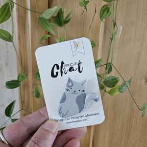 Broche chat gris