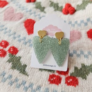 Boucles Amour et Paillettes *vert*