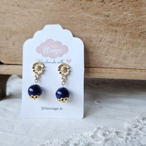 Boucles Chrysanthèmes *bleu nuit*