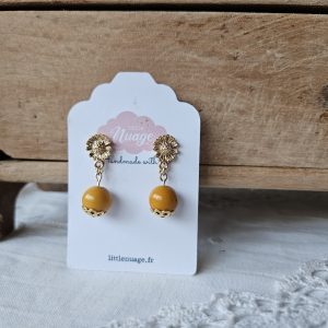 Boucles Chrysanthèmes *jaune moutarde*