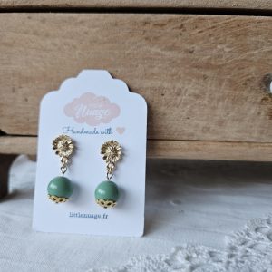 Boucles Chrysanthèmes *vert de gris*