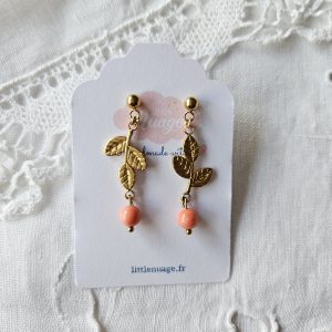 Boucles feuillages *corail*