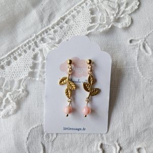 Boucles feuillages *rose tendre*